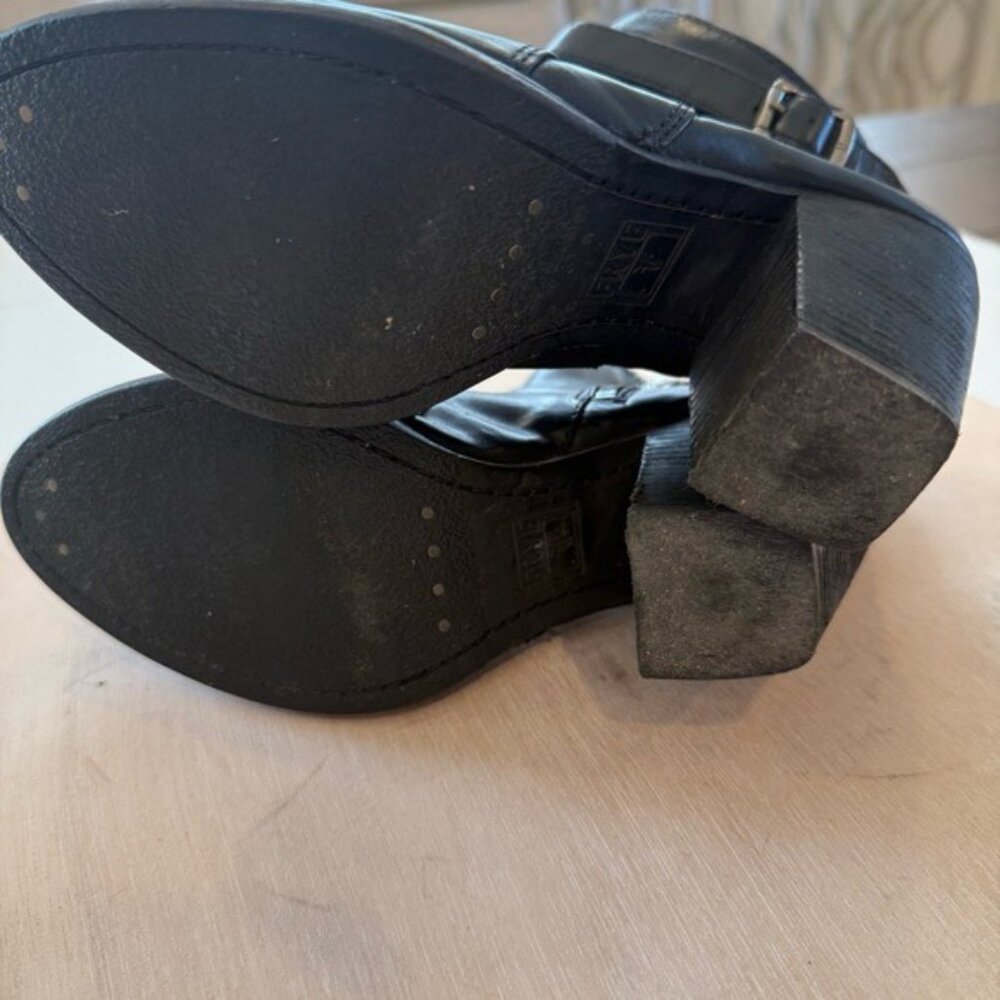 Frye Women’s Ankle Boot Patty Riding Bootie Black Leather Block Heel Size 7 - Picture 9 of 14